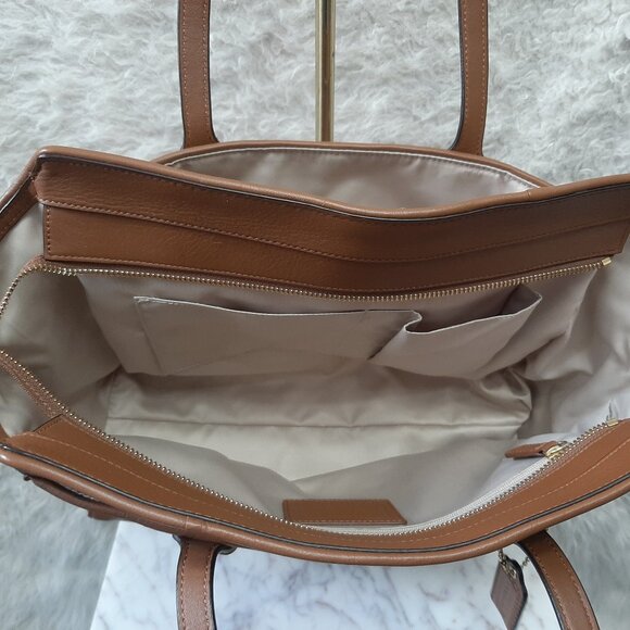 Coach F25205 Brown Tan Taylor Leather Alexis Caryall Tote - Picture 8 of 16